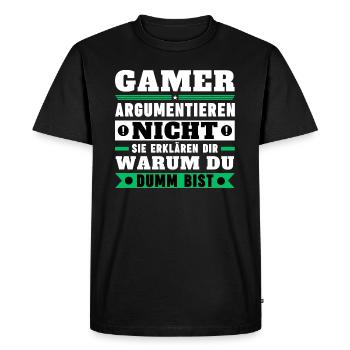 Les joueurs ne discutent pas - T-shirt Premium bio Homme - noir - Devant - Nico (187cm)