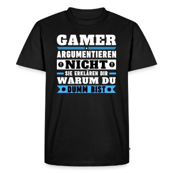 Les joueurs ne se disputent pas - T-shirt Premium bio Homme - noir - Devant - Nico (187cm)