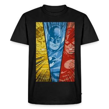 DC Comics Justice League Superman Batman Flash - T-shirt Premium bio Homme - noir - Devant - Nico (187cm)