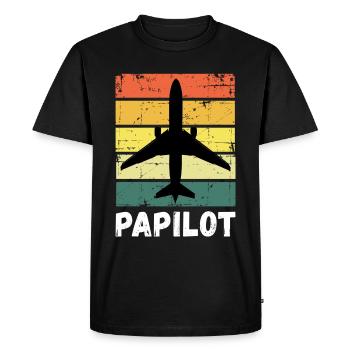 Pilote papa père Papilot - T-shirt Premium bio Homme - noir - Devant - Nico (187cm)