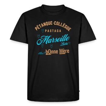 Marseille Fun Tee - T-shirt Premium bio Homme - noir - Devant - Nico (187cm)