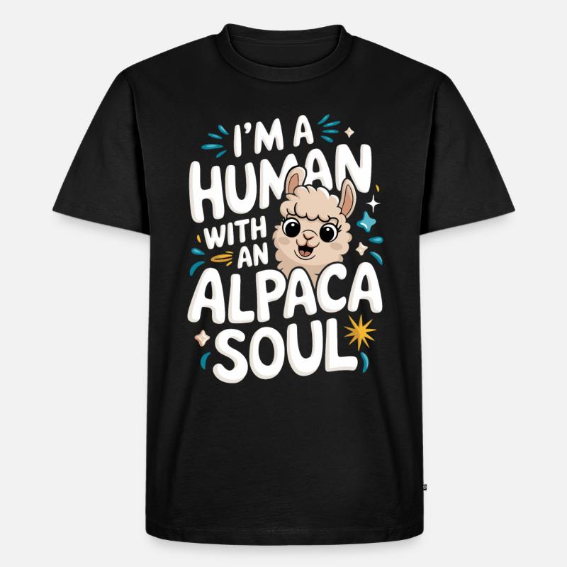 Alpaka Llama - Männer Premium Bio T-Shirt - Schwarz