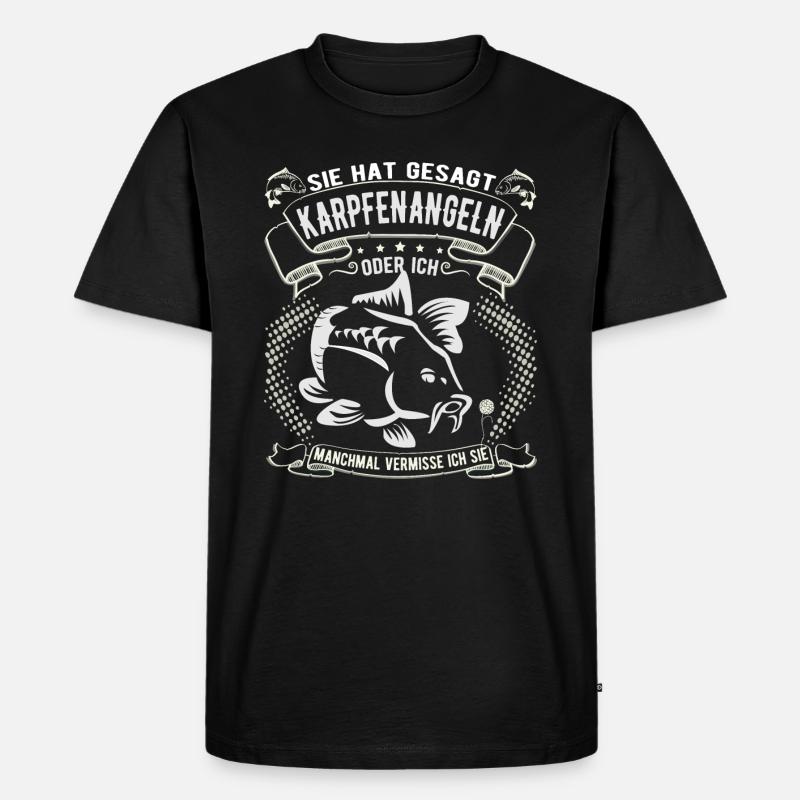Karpfen angeln oder ich - Männer Premium Bio T-Shirt - Schwarz