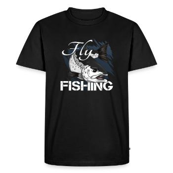 Pêche à la mouche - pêche à la truite - T-shirt Premium bio Homme - noir - Devant - Nico (187cm)
