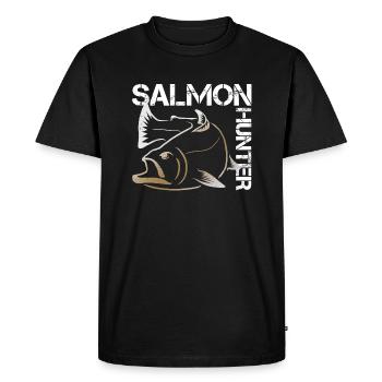 Pêcheur de saumon - T-shirt Premium bio Homme - noir - Devant - Nico (187cm)