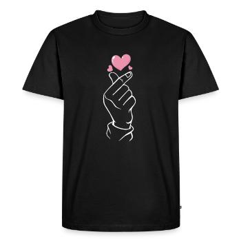 Coeur de doigt K-pop - T-shirt Premium bio Homme - noir - Devant - Nico (187cm)