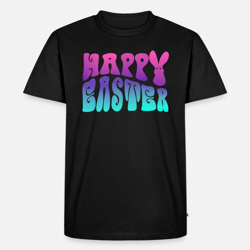 Happy Easter Schriftzug - Männer Premium Bio T-Shirt - Schwarz
