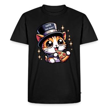 Nouvel An Sylvester Cat Salam Pizza Bonne Année - T-shirt Premium bio Homme - noir - Devant - Nico (187cm)
