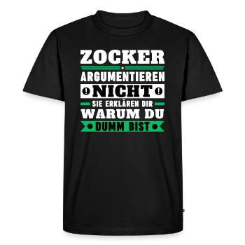 Les joueurs ne discutent pas - T-shirt Premium bio Homme - noir - Devant - Nico (187cm)