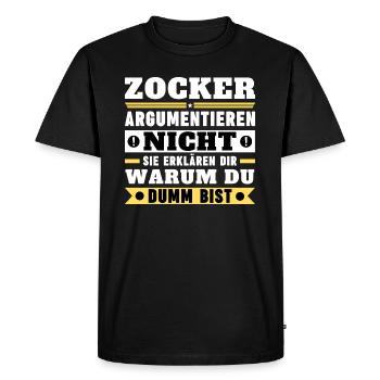 Les joueurs ne se disputent pas - T-shirt Premium bio Homme - noir - Devant - Nico (187cm)