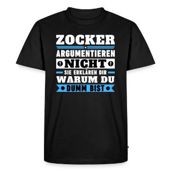 Les joueurs ne se disputent pas - T-shirt Premium bio Homme - noir - Devant - Nico (187cm)