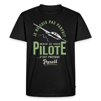 parfait pilote Planeur Cadeau humour avion - T-shirt Premium bio Homme - noir - Devant - Nico (187cm)
