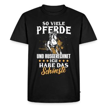 So viele Pferde und ich habe das Schönste - Männer Premium Bio T-Shirt - Schwarz - Vorne - Nico (187cm)