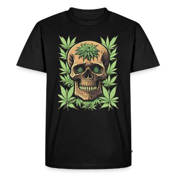 Coola's Skull and Cannabis Design - Men's Premium Organic T-Shirt - black - Front - Nico (187cm)