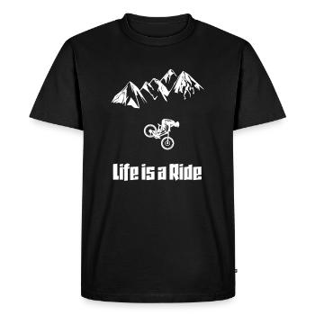 Vélo Montagnes La vie est une balade - T-shirt Premium bio Homme - noir - Devant - Nico (187cm)