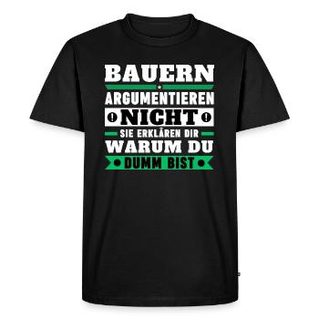 Les agriculteurs ne discutent pas - T-shirt Premium bio Homme - noir - Devant - Nico (187cm)