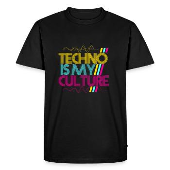 TECHNO IS MY CULTURE - Men's Premium Organic T-Shirt - black - Front - Nico (187cm)