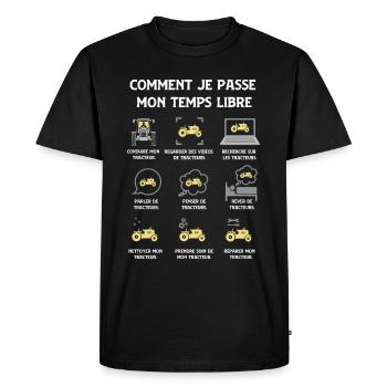 Tracteur Humour Agriculteur Paysan Fermier - T-shirt Premium bio Homme - noir - Devant - Nico (187cm)
