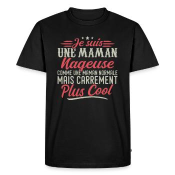 Je suis une maman Nageuse, carrément cool - T-shirt Premium bio Homme - noir - Devant - Nico (187cm)