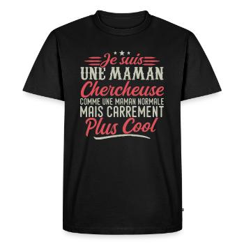 Je suis une maman Chercheuse, carrément cool - T-shirt Premium bio Homme - noir - Devant - Nico (187cm)