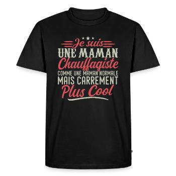 Je suis une maman Chauffagiste, carrément cool - T-shirt Premium bio Homme - noir - Devant - Nico (187cm)