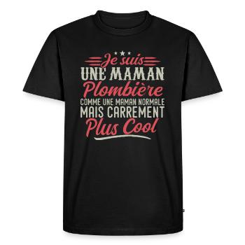 I'm a plumber mom, downright cool - Men's Premium Organic T-Shirt - black - Front - Nico (187cm)