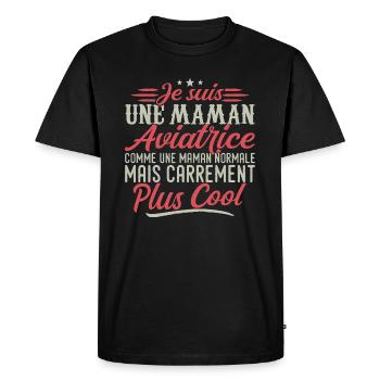 Je suis une maman Aviatrice, carrément cool - T-shirt Premium bio Homme - noir - Devant - Nico (187cm)