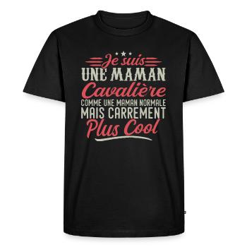 Je suis une maman Cavalière, carrément cool - T-shirt Premium bio Homme - noir - Devant - Nico (187cm)