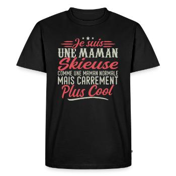 Je suis une maman Skieuse, carrément cool - T-shirt Premium bio Homme - noir - Devant - Nico (187cm)
