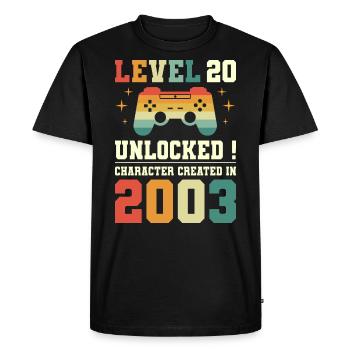 Niveau 20 Anniversaire Gamer 20 Ans - T-shirt Premium bio Homme - noir - Devant - Nico (187cm)