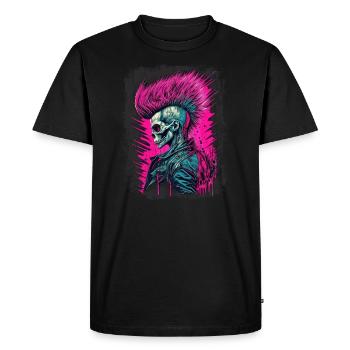 Synthwave Zombie Skull - Men's Premium Organic T-Shirt - black - Front - Nico (187cm)