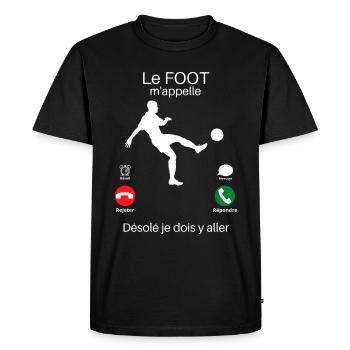 Le foot m'appelle - T-shirt Premium bio Homme - noir - Devant - Nico (187cm)