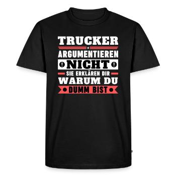 Les camionneurs ne se disputent pas - T-shirt Premium bio Homme - noir - Devant - Nico (187cm)