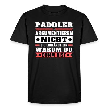 Paddlers don't argue - Men's Premium Organic T-Shirt - black - Front - Nico (187cm)
