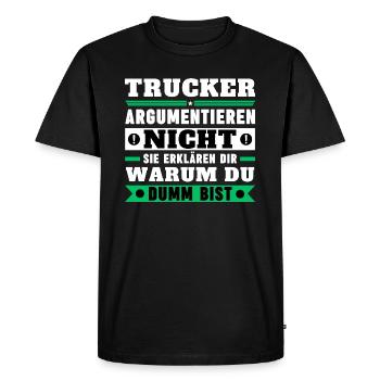 Les camionneurs ne discutent pas - T-shirt Premium bio Homme - noir - Devant - Nico (187cm)