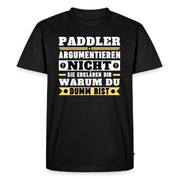 Paddlers don't argue - Men's Premium Organic T-Shirt - black - Front - Nico (187cm)