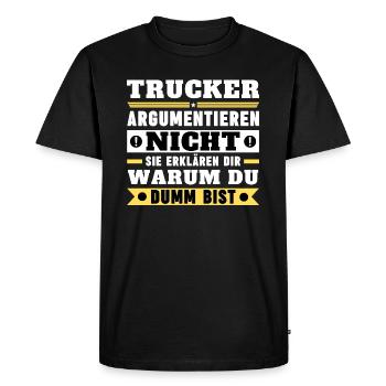 Les camionneurs ne se disputent pas - T-shirt Premium bio Homme - noir - Devant - Nico (187cm)
