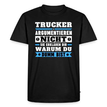 Les camionneurs ne discutent pas - T-shirt Premium bio Homme - noir - Devant - Nico (187cm)