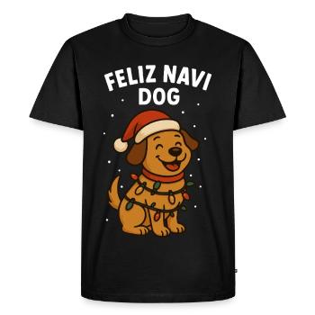 Feliz Navi Chien Noël Plaisir Vacances en famille - T-shirt Premium bio Homme - noir - Devant - Nico (187cm)