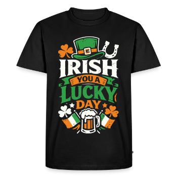 Irlandais Tu as une journée de chance | Le jeu de mots sur saint Patrick - T-shirt Premium bio Homme - noir - Devant - Nico (187cm)