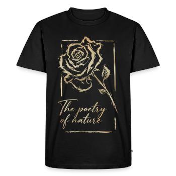 Rose with frame and lettering - Men's Premium Organic T-Shirt - black - Front - Nico (187cm)