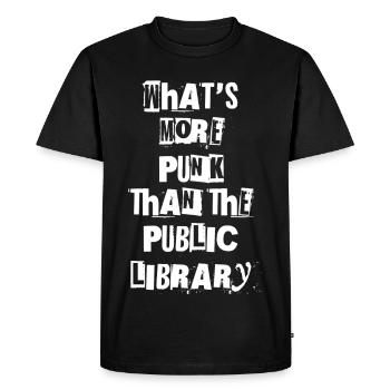 Qu’est-ce qui est plus punk que la bibliothèque publique ? I - T-shirt Premium bio Homme - noir - Devant - Nico (187cm)