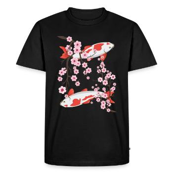 Japanische Koi Karpfen Sakura Kirschblüten - Männer Premium Bio T-Shirt - Schwarz - Vorne - Nico (187cm)