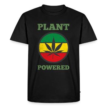PLANT POWERED Hemp/Cannabis Leaf Vegan/Vegetarian - Men's Premium Organic T-Shirt - black - Front - Nico (187cm)