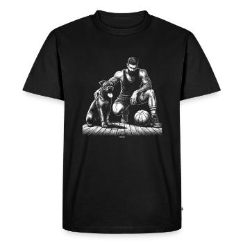BASKET-BALL AVEC MASTIFF ET TATOUAGES - T-shirt Premium bio Homme - noir - Devant - Nico (187cm)