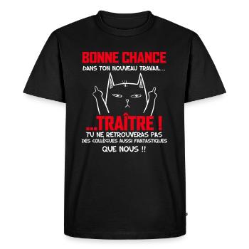 Collègue Bonne Chance Humour Chat - T-shirt Premium bio Homme - noir - Devant - Nico (187cm)