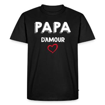Papa Je T'aime Papa D'amour - T-shirt Premium bio Homme - noir - Devant - Nico (187cm)