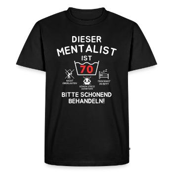 Ce mentaliste a 70 ans. - T-shirt Premium bio Homme - noir - Devant - Nico (187cm)