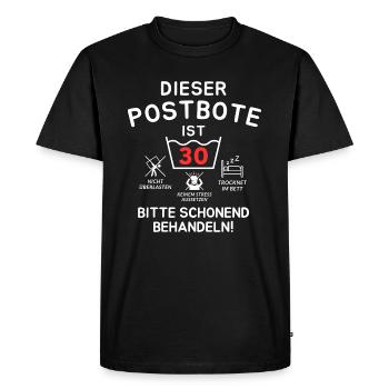 This postman is 30. - Men's Premium Organic T-Shirt - black - Front - Nico (187cm)