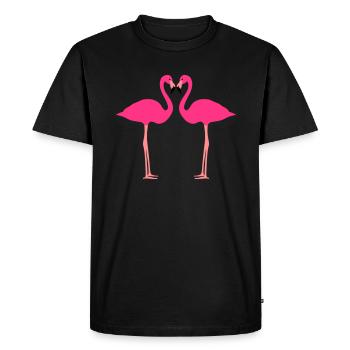 Flamingo, Flamingos, Flamingoes and Heart - Men's Premium Organic T-Shirt - black - Front - Nico (187cm)